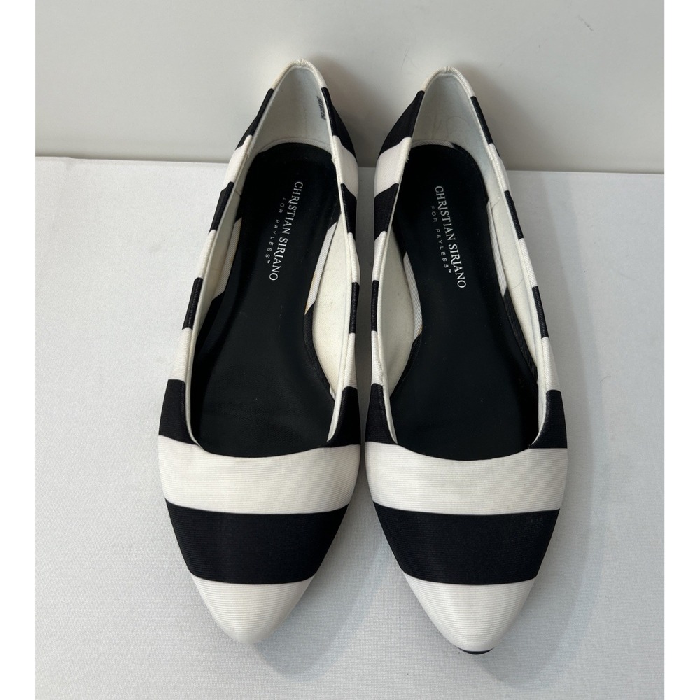 Christian Siriano Flats For Payless Black White Stripe Size 9 W Designer Collab